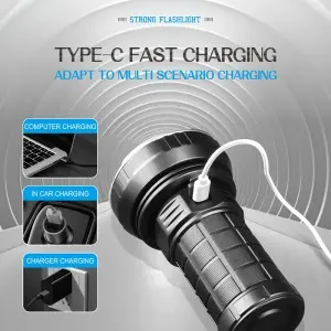 Super Bright Aluminum Alloy EDC Portable Rechargeable LED Flashlight