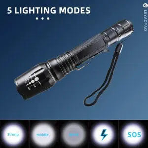 Aluminum multifunctional variable zoom LED tactical flashlight