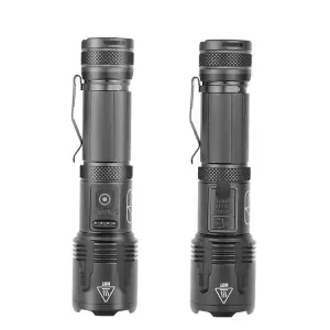 Dual Option Zoom Flashlights: XHP70 1500L or XHP50+COB 1750L, Aluminum Clip