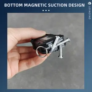 Mini keychain with magnetic suction and multifunctional rechargeable LED flashlight at the bottom