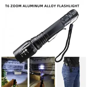 Aluminum multifunctional variable zoom LED tactical flashlight