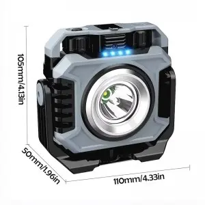 360° Adjustable Dual-LED Work Light, IP44 Waterproof, Magnetic Base,Red Light Strobe