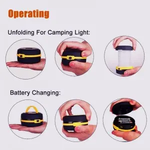 2-in-1 pop-up foldable outdoor flashlight battery mini camping ligh