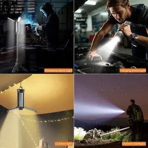 Multi-Power Rechargeable Work Lights Series – COB & Dual Bulb Modes, USB Output & Extendable Tripod