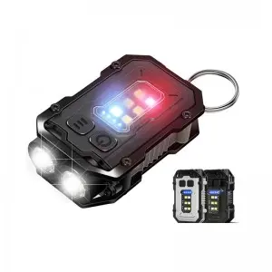 Mini keychain with magnetic suction and multifunctional rechargeable LED flashlight at the bottom
