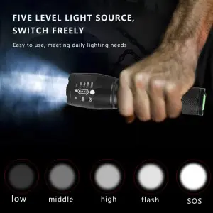 LED scalable tactical aluminum alloy flashligh zoom set flashlight