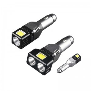 Three in one portable rechargeable LED car safety hammer emergency light