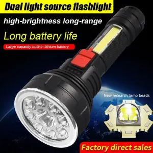 Outdoor waterproof searchlight multifunctional flashlight