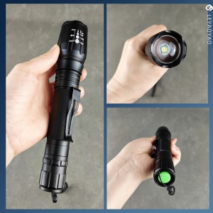 Aluminum multifunctional variable zoom LED tactical flashlight
