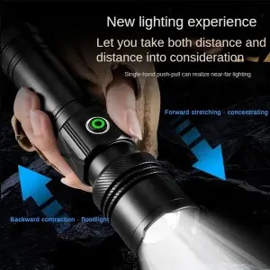 5 led modes Type-C portable zoom outdoor emergency flashlight