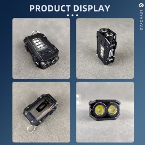 Mini keychain with magnetic suction and multifunctional rechargeable LED flashlight at the bottom
