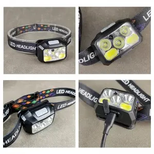 Induction waterproof and drop resistant multifunctional rechargeable off-road running LED headlight