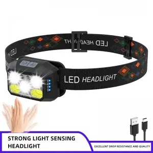 Induction waterproof and drop resistant multifunctional rechargeable off-road running LED headlight