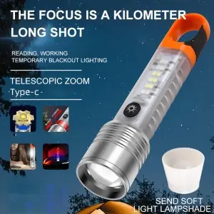Magnetic Base UV Flashlight Zoomable Warning Light LED Flashlights