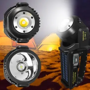 Emergency Hand Lamp LED Rechargeable Solar Cob Searchlight Flashlight