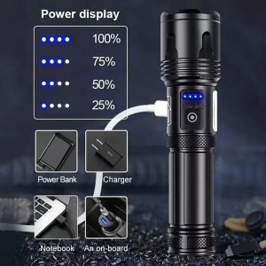 Dual Option Zoom Flashlights: XHP70 1500L or XHP50+COB 1750L, Aluminum Clip