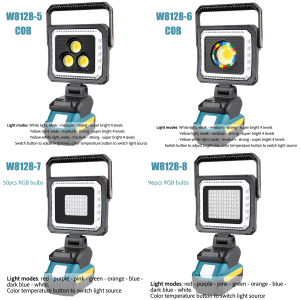 W8128 Series Work Lights – 6500-15000mAh Battery, 4-Level Brightness & Tool-Free Rotation