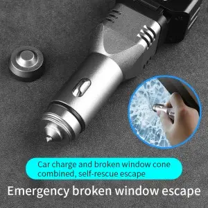 Three in one portable rechargeable LED car safety hammer emergency light
