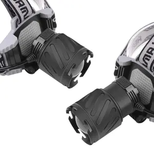 Zoomable Aluminum Alloy + ABS Headlamp, 5W Multi-Mode (Weak/Strong/Strobe/SOS), for Outdoor & Emergency