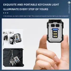Mini keychain with magnetic suction and multifunctional rechargeable LED flashlight at the bottom