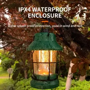 Rechargeable Vintage Camping Lantern With Hanging Hook Outdoor Tent Retro Lantern