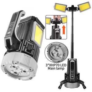 Camping Lantern with 2000LM Front Light & 1000LM Side Light – Dual Switches, 15H Runtime & IP65 Rating