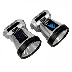 New type solar powered rechargeable flashlight head mounted headlamp