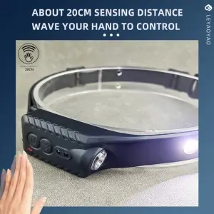 2024 Head mounted Rechargeable COB Flood Light Wave Sensing Front Lighting Waterproof Headlamp for Daily Use