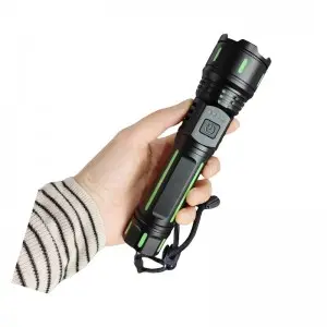 WS003A Aluminum Alloy White Laser Light Display Multiple Charging Options Retractable Zoom Flashlight