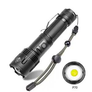 Dual Option Zoom Flashlights: XHP70 1500L or XHP50+COB 1750L, Aluminum Clip