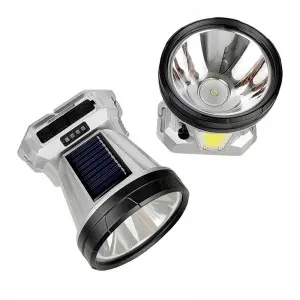 New type solar powered rechargeable flashlight head mounted headlamp