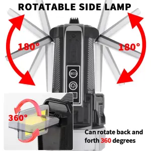 Camping Lantern with 2000LM Front Light & 1000LM Side Light – Dual Switches, 15H Runtime & IP65 Rating