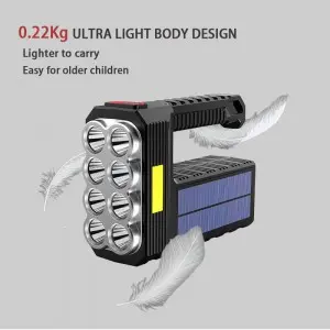 Built-in Life Waterproof USB Solar Rechargeable Led Flashlight Solar Searchlight
