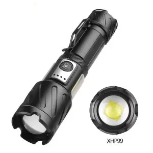 Dual Option Zoom Flashlights: XHP70 1500L or XHP50+COB 1750L, Aluminum Clip